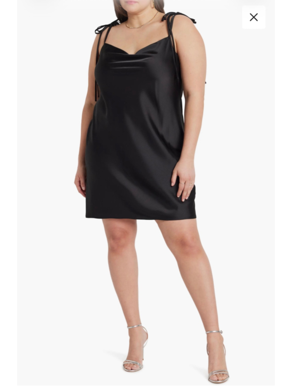 Women's ELOQUII Black Cowl Neck Satin Slip Mini Dress Size 22